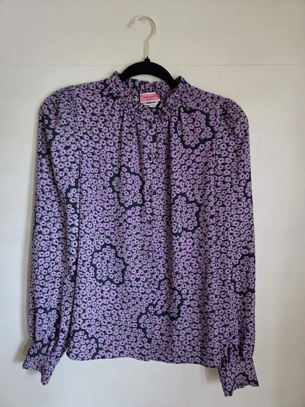 kate spade lavender and black floral blouse